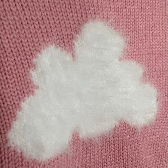 Alice + Olivia Gleeson Fuzzy Cloud Print Wool Pullover Sweater Rare Pink Est M - Picture 6 of 8